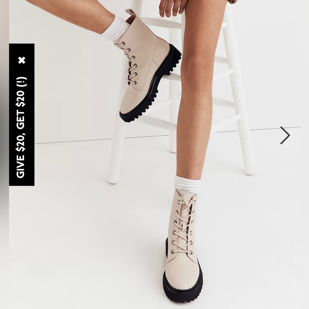 Madewell Rayna Lace-Up Boot in Leather 6.5
